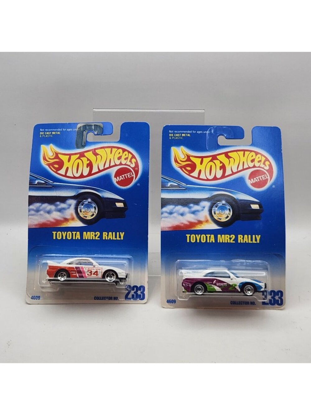 Hot Wheels 1991 Toyota MR2 Rally Europa Midnite Race Die Cast 2 Car Bundle / Lot